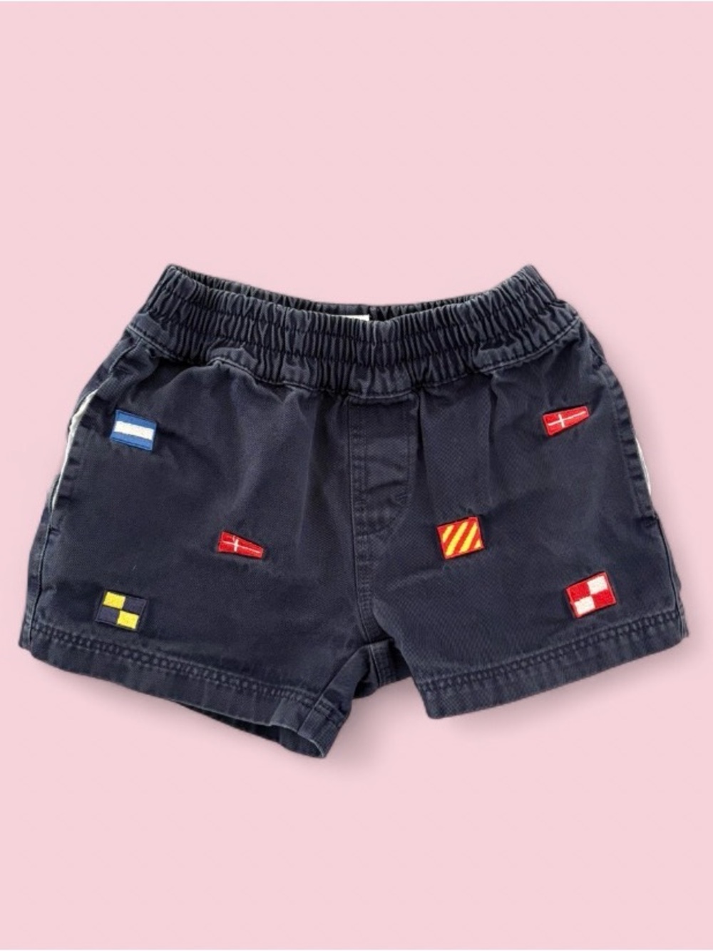 The Beaufort Bonnet Company Navy Blue Boys Signal Flag Shorts Size 3T